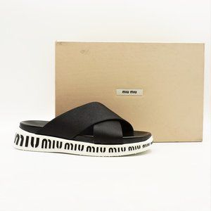 New In Box Miu Miu Black Nylon Tech Sandals In Women's Size: Eu 37.5